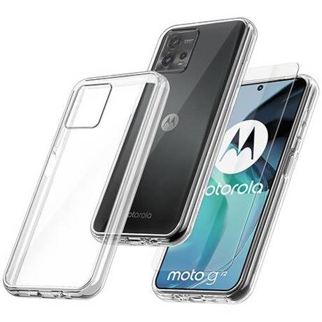 Etui do Motorola Moto G72 WZMACNIANE 360° CLEAR CASE + SZKŁO HARTOWANE