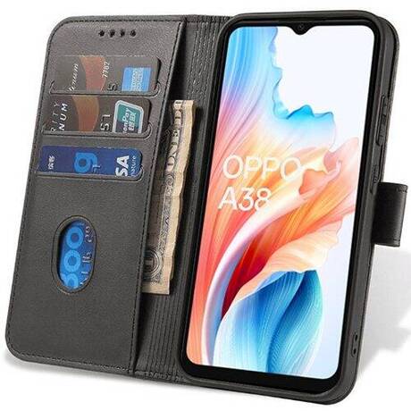 Etui do Oppo A18 / A38 4G SKÓRZANE SKIN + SZKŁO HARTOWANE