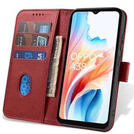 Etui do Oppo A18 / A38 4G SKÓRZANE SKIN + SZKŁO HARTOWANE