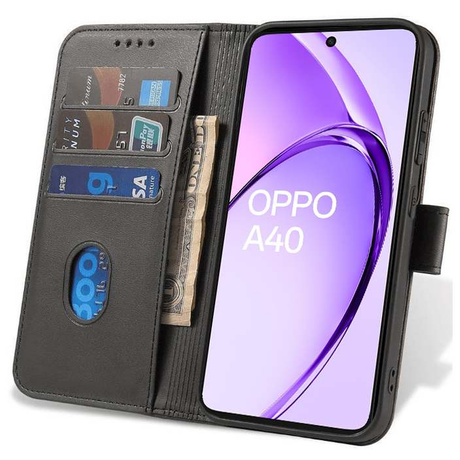 Etui do Oppo A40 / A40m SKÓRZANE SKIN + SZKŁO HARTOWANE