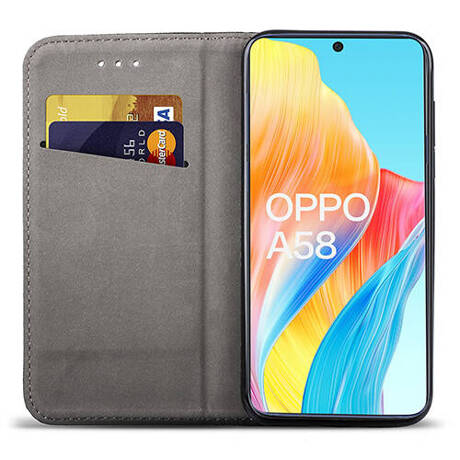 Etui do Oppo A58 4G SMART MAGNET CASE + SZKŁO HARTOWANE SZYBKA