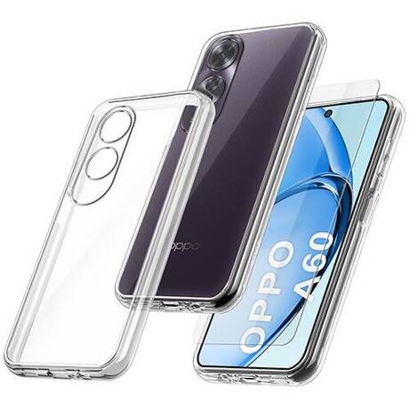 Etui do Oppo A60 WZMACNIANE 360° CLEAR CASE + SZKŁO HARTOWANE