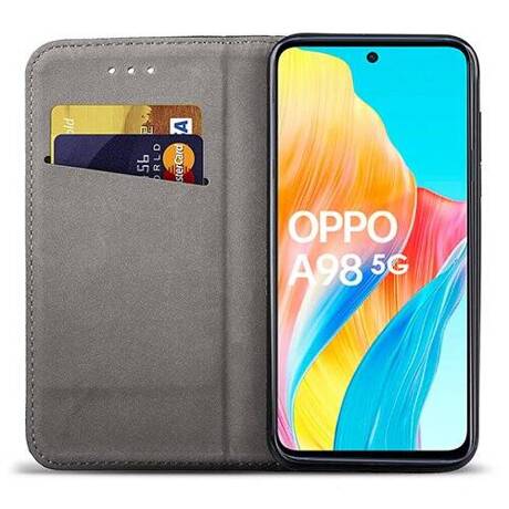 Etui do Oppo A98 5G skórzane magnetyczne z klapką + SZKŁO HARTOWANE