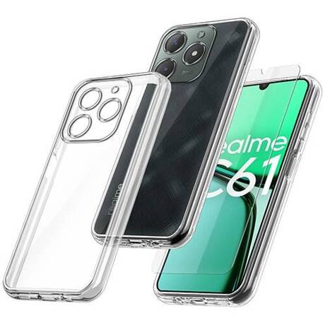 Etui do Realme C63 / C61 WZMACNIANE 360° CLEAR CASE + SZKŁO HARTOWANE