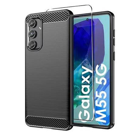 Etui do SAMSUNG GALAXY M55 5G KARBON CASE pancerne + SZKŁO