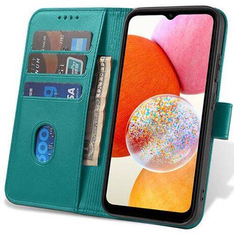 Etui do Samsung Galaxy A14 4G / 5G SKÓRZANE SKIN + SZKŁO HARTOWANE