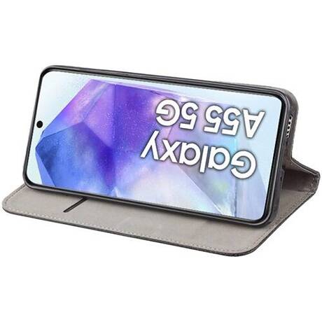 Etui do Samsung Galaxy A55 5G skórzane magnetyczne z klapką + SZKŁO HARTOWANE