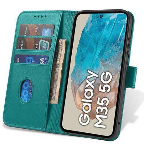 Etui do Samsung Galaxy M35 5G SKÓRZANE portfel SKIN + SZKŁO HARTOWANE