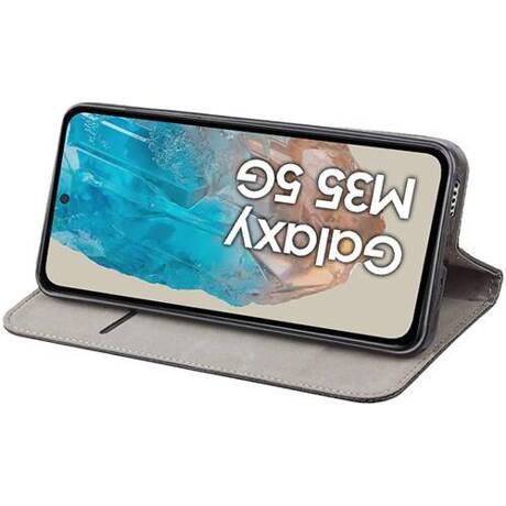 Etui do Samsung Galaxy M35 5G skórzane magnetyczne z klapką + SZKŁO HARTOWANE