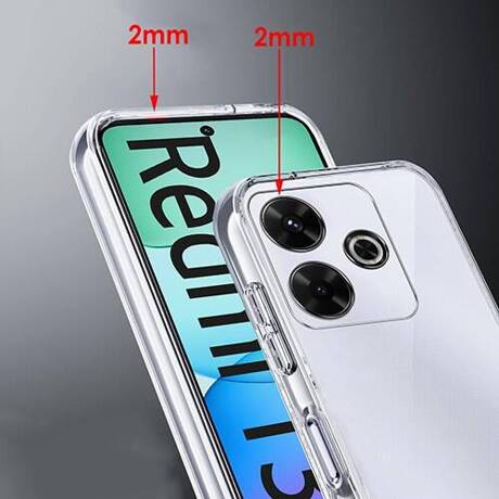 Etui do Xiaomi Redmi 13 4G WZMACNIANE 360° CLEAR CASE + SZKŁO HARTOWANE