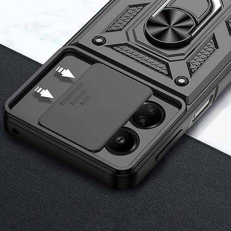 Etui do Xiaomi Redmi 13C 4G / POCO C65 SLIDE RING CASE PANCERNE + SZKŁO HARTOWANE