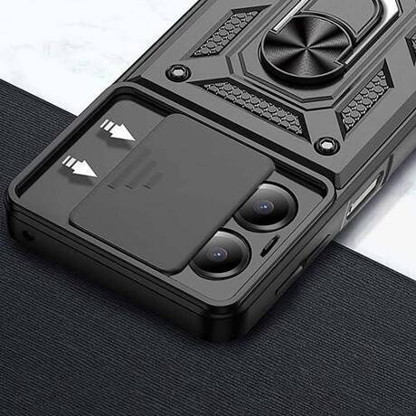 Etui do Xiaomi Redmi 13C 5G SLIDE RING CASE PANCERNE + SZKŁO HARTOWANE