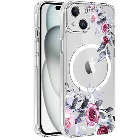 Etui do iPhone 15 MAGSAFE FLOWER wzory + SZKŁO