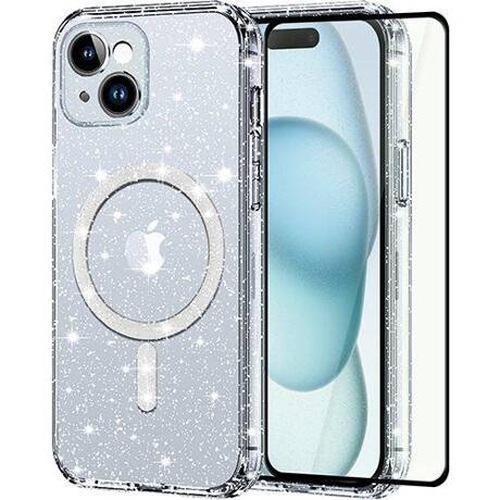 Etui do iPhone 15 do Magsafe Clear Shine  + SZKŁO HARTOWANE 5D