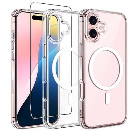 Etui do iPhone 16 DO MAGSAFE WZMACNIANE ANTI SHOCK CLEAR CASE + Szkło 9H