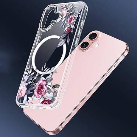 Etui do iPhone 16 Plus MAGSAFE FLOWER wzory + SZKŁO