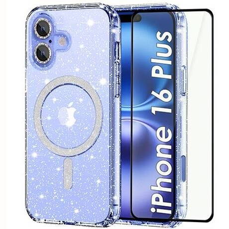 Etui do iPhone 16 Plus do Magsafe Clear Shine  + SZKŁO HARTOWANE 5D