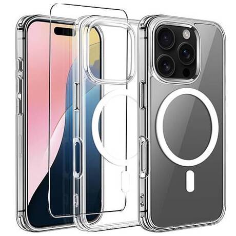 Etui do iPhone 16 Pro DO MAGSAFE WZMACNIANE ANTI SHOCK CLEAR CASE + Szkło 9H