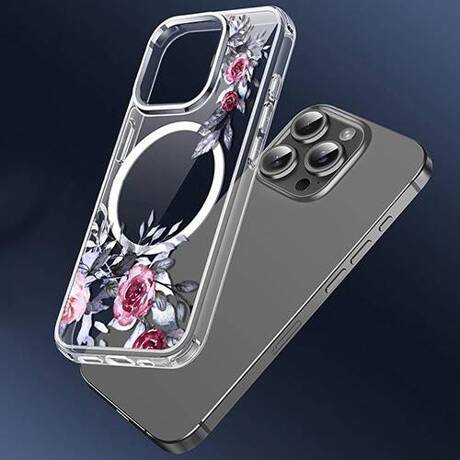 Etui do iPhone 16 Pro MAGSAFE FLOWER wzory + SZKŁO