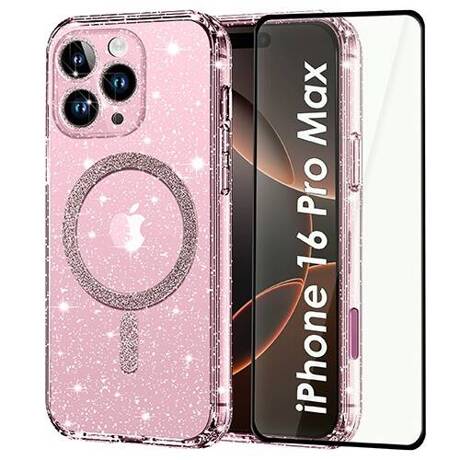 Etui do iPhone 16 Pro Max do Magsafe Clear Shine  + SZKŁO HARTOWANE 5D