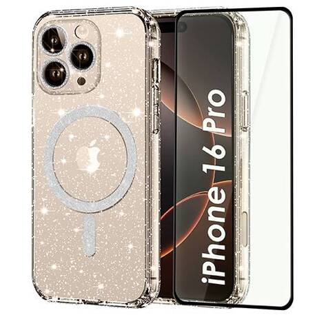 Etui do iPhone 16 Pro do Magsafe Clear Shine  + SZKŁO HARTOWANE 5D