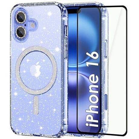 Etui do iPhone 16 do Magsafe Clear Shine  + SZKŁO HARTOWANE 5D