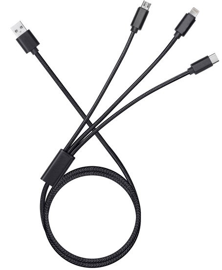 Kabel USB 3w1 microUSB USB-C Lightning