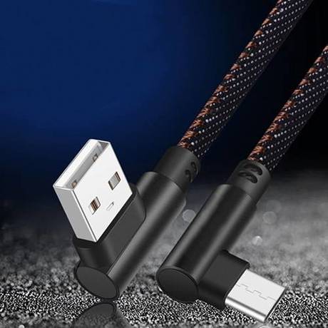Kabel wzmacniany kątowy USB-C 90 stopni