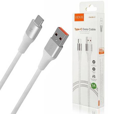 Szybki Mocny Kabel USB 3A USB-C 2m Długi W Oplocie Szybkie Ładowanie 