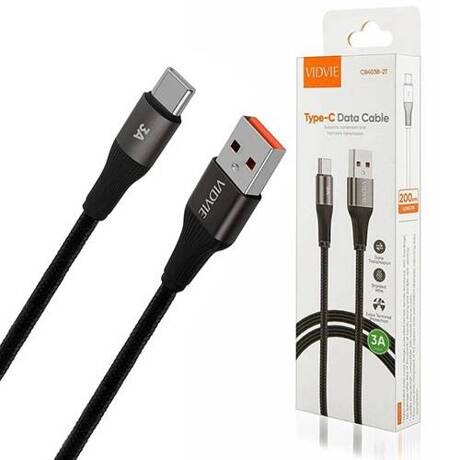 Szybki Mocny Kabel USB 3A USB-C 2m Długi W Oplocie Szybkie Ładowanie 